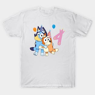 Bluey Happy 4 Years Birthday T-Shirt